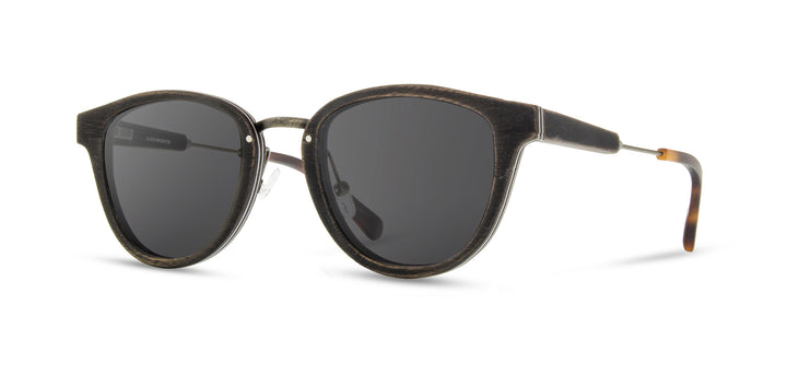 Distressed Dark Walnut*Grey + Distressed Dark Walnut*Grey Polarized | Shwood Kinsrow Wood Sunglasses