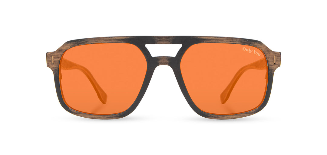 Distressed Dark Walnut*Amber Polarized | Auburn Wood Smokey Bear Sunglasses