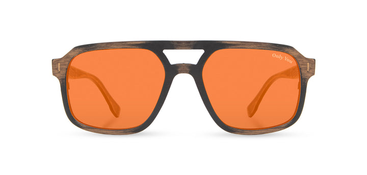 Distressed Dark Walnut*Amber Polarized | Auburn Wood Smokey Bear Sunglasses