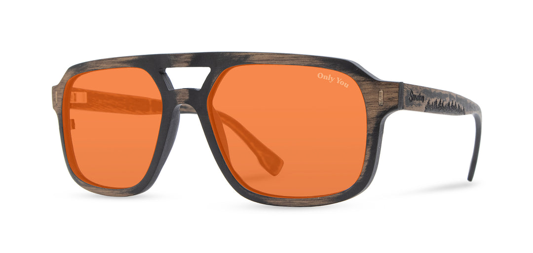 Distressed Dark Walnut*Amber Polarized | Auburn Wood Smokey Bear Sunglasses