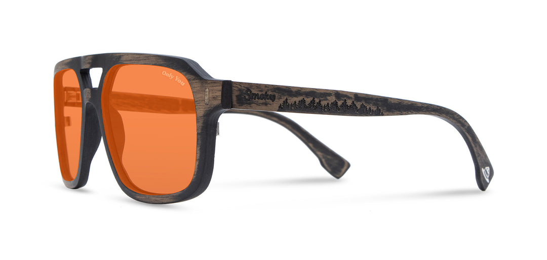 Distressed Dark Walnut*Amber Polarized | Auburn Wood Smokey Bear Sunglasses