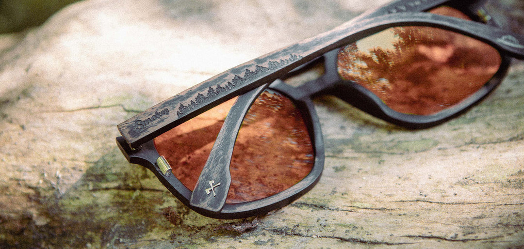 Distressed Dark Walnut*Amber Polarized | Auburn Wood Smokey Bear Sunglasses