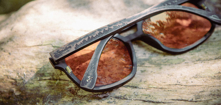 Distressed Dark Walnut*Amber Polarized | Auburn Wood Smokey Bear Sunglasses