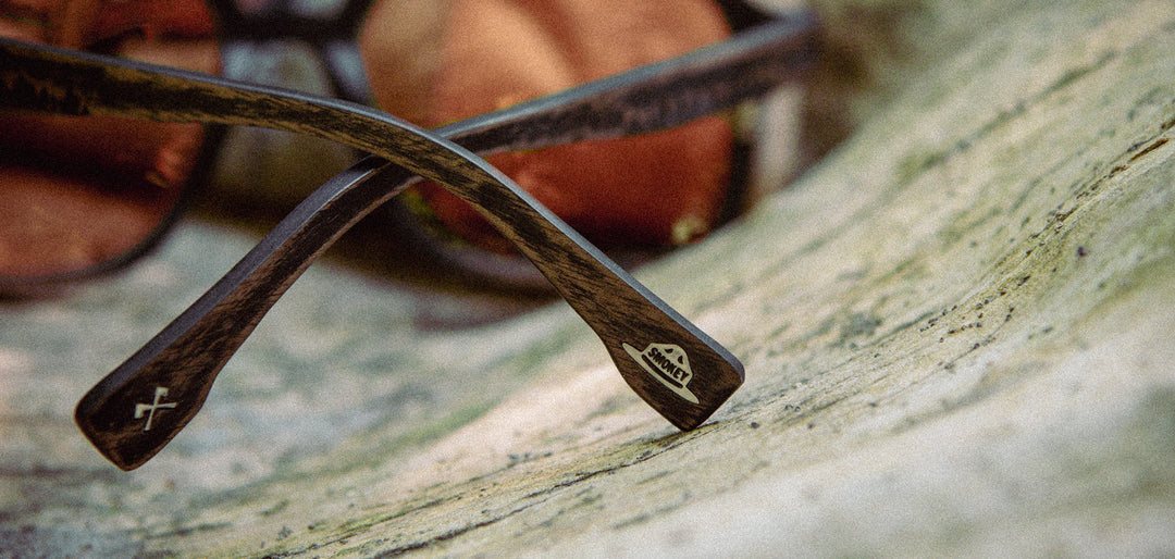 Distressed Dark Walnut*Amber Polarized | Auburn Wood Smokey Bear Sunglasses
