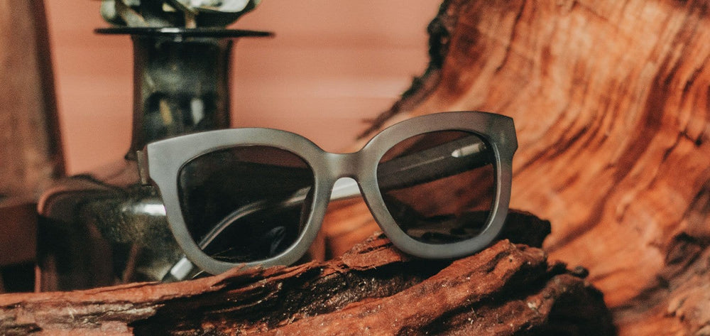 Matte Smoke*Rose Flower*Grey + Matte Smoke*Rose Flower*Grey Polarized | Shwood Lorane Acetate Sunglasses Matte Smoke