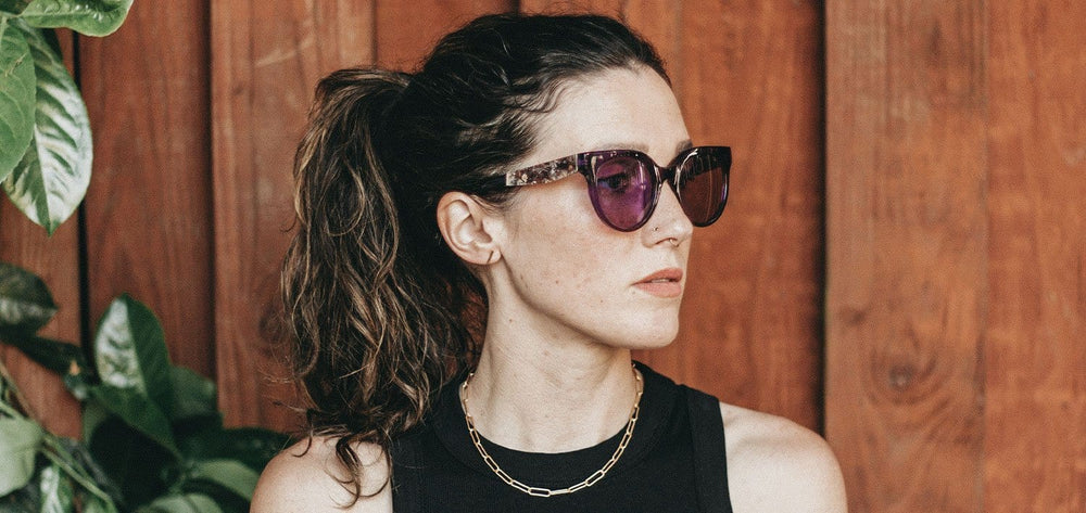 Violet*Rose Flower*Violet + Violet*Rose Flower*Violet Polarized | Shwood Lorane Acetate Sunglasses Violet