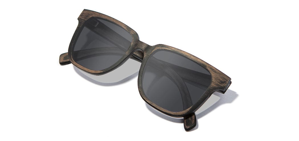 Distressed Dark Walnut*Grey + Distressed Dark Walnut*Grey Polarized | Shwood Prescott Wood Sunglasses Distressed Dark Walnut