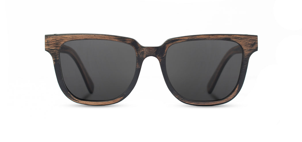 Distressed Dark Walnut*Grey + Distressed Dark Walnut*Grey Polarized | Shwood Prescott Wood Sunglasses Distressed Dark Walnut