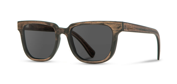 Distressed Dark Walnut*Grey + Distressed Dark Walnut*Grey Polarized | Shwood Prescott Wood Sunglasses Distressed Dark Walnut