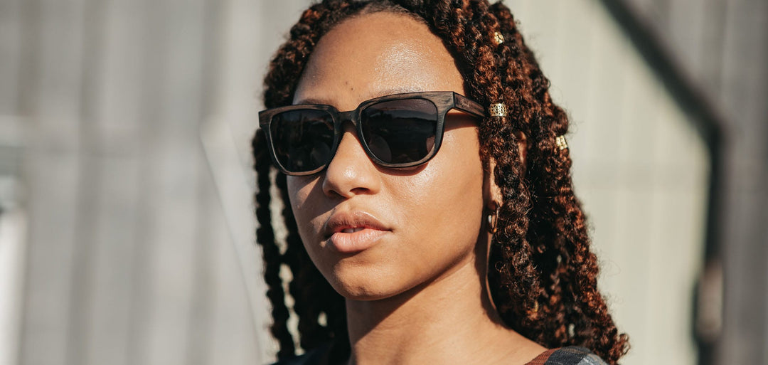 Distressed Dark Walnut*Grey + Distressed Dark Walnut*Grey Polarized | Shwood Prescott Wood Sunglasses Distressed Dark Walnut