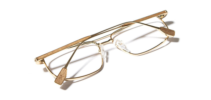 Gold*Walnut*frames only | Shwood Benton Metal RX Eyeglasses Black Gold